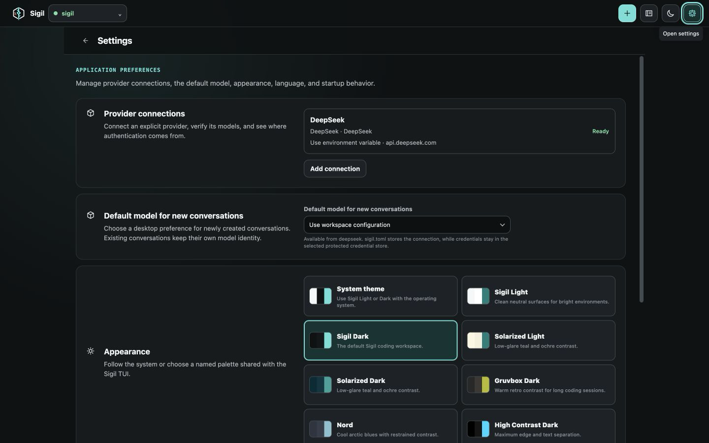 Sigil Desktop settings